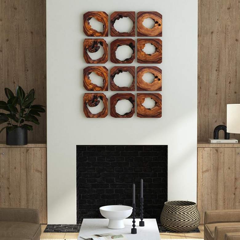 Image 3 Adlai 12" Wide Natural Wood Wall Art Designs - Set of 6 more views