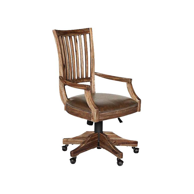 Image 1 Adler Natural Acacia Adjustable Upholstered Desk Chair