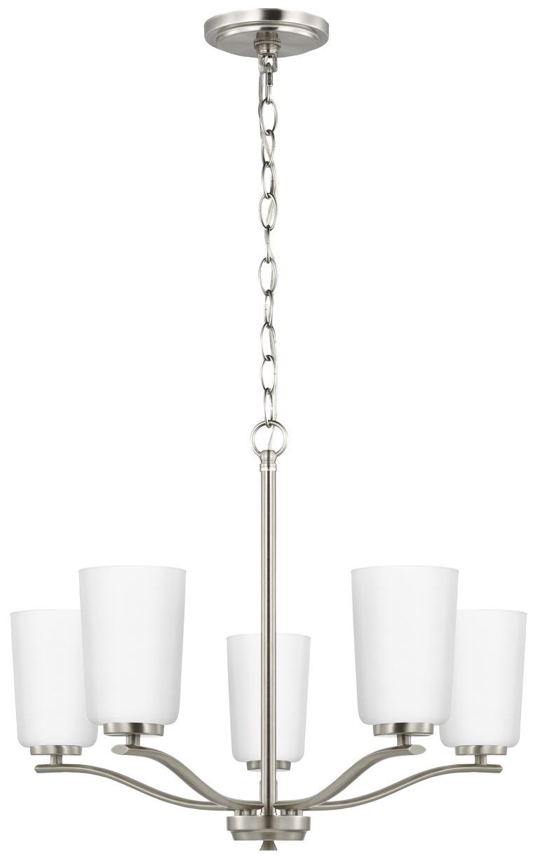 Image 3 Adley Collection Five-Light Etched White Glass Chandelier more views