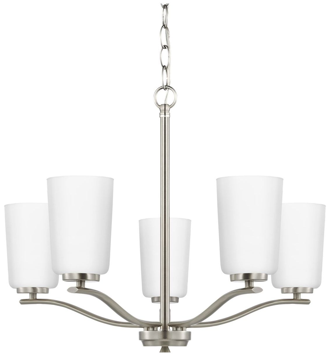 Adley Collection Five-Light Etched White Glass Chandelier