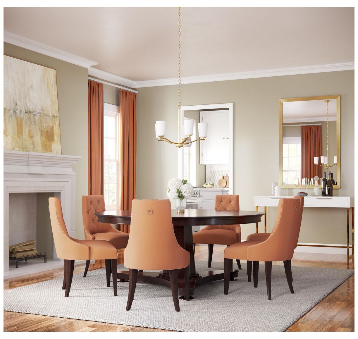 Image 2 Adley Collection Five-Light Etched White Glass Chandelier more views