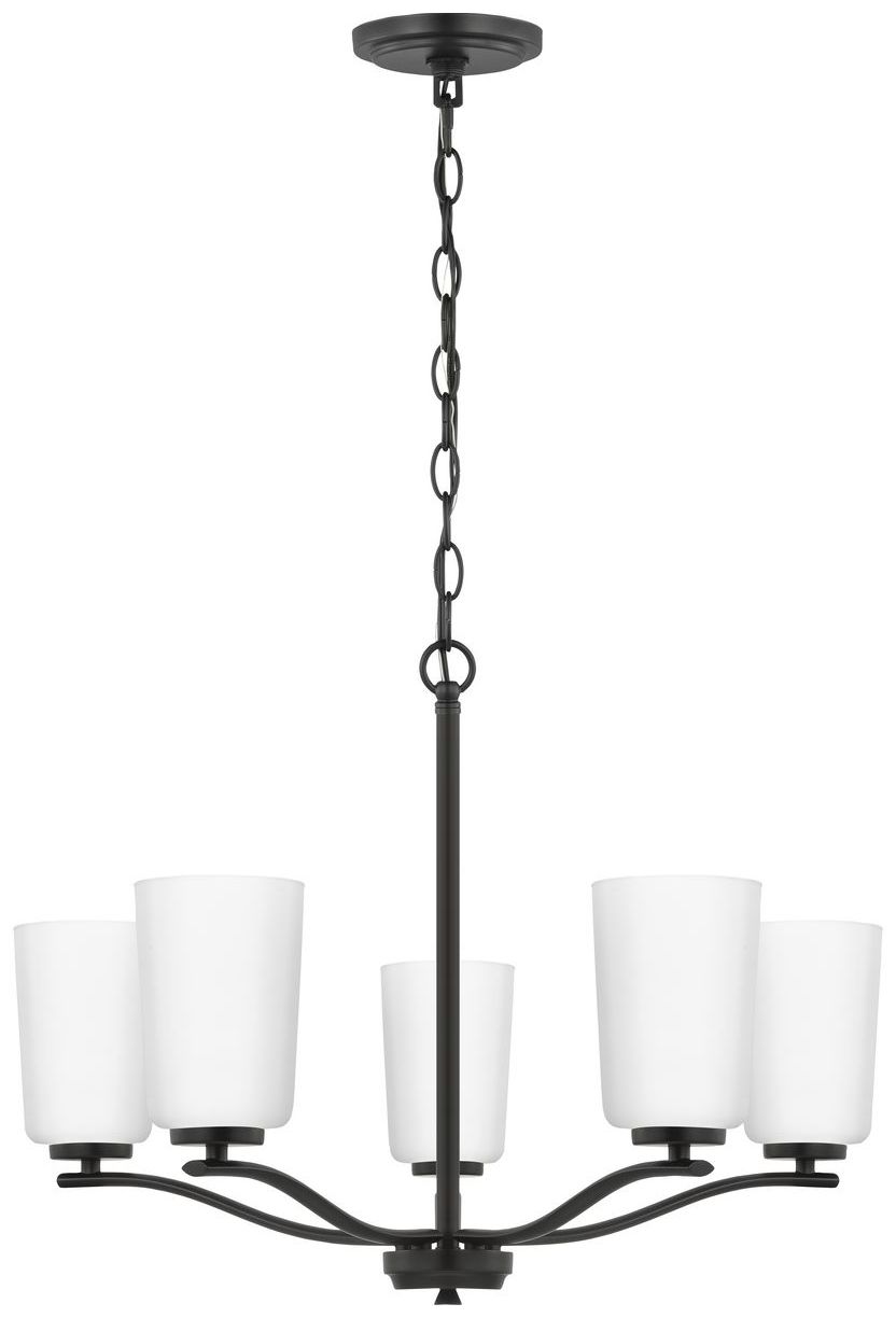 Image 3 Adley Collection Five-Light Etched White Glass Chandelier more views