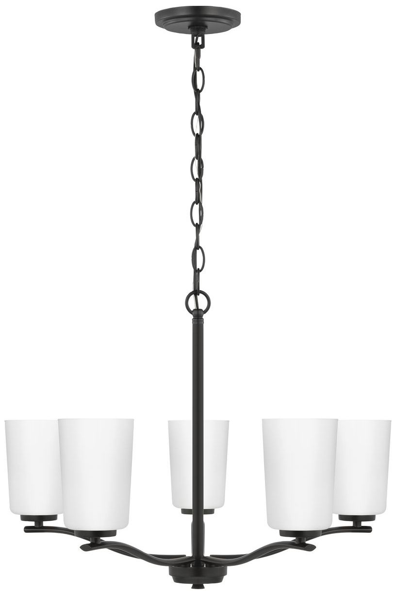 Image 5 Adley Collection Five-Light Etched White Glass Chandelier more views