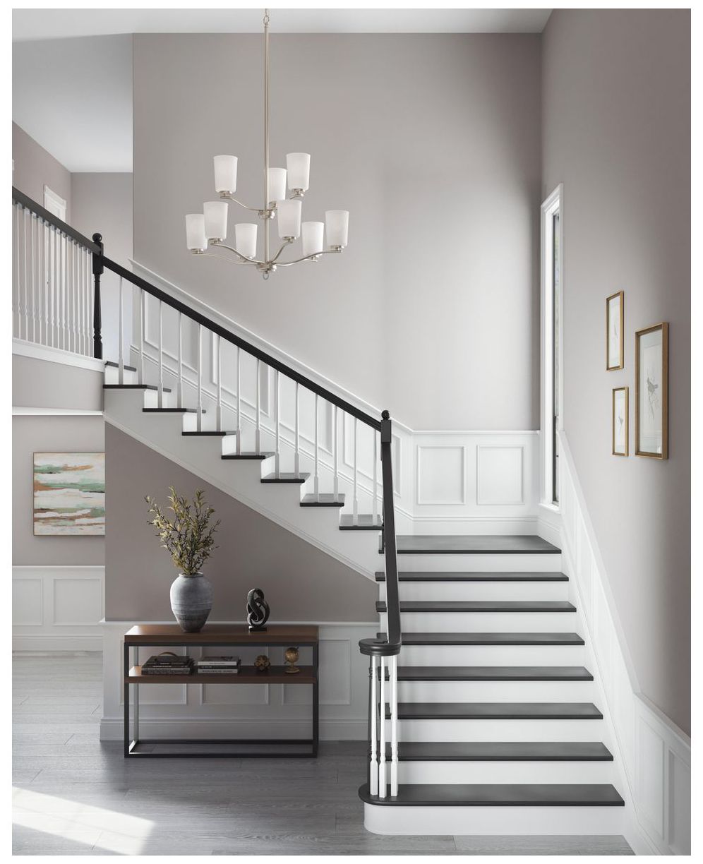 Image 2 Adley Collection Nine-Light Etched White Glass Chandelier more views