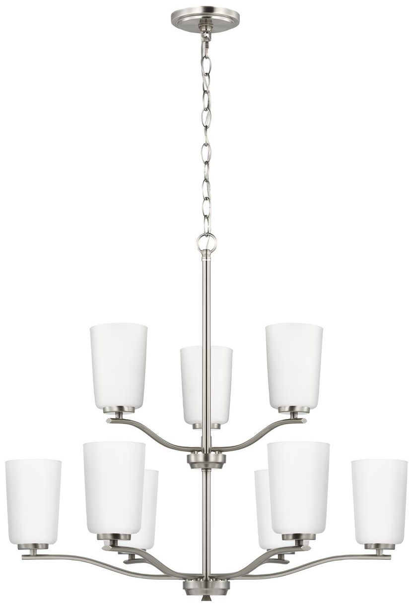 Image 3 Adley Collection Nine-Light Etched White Glass Chandelier more views