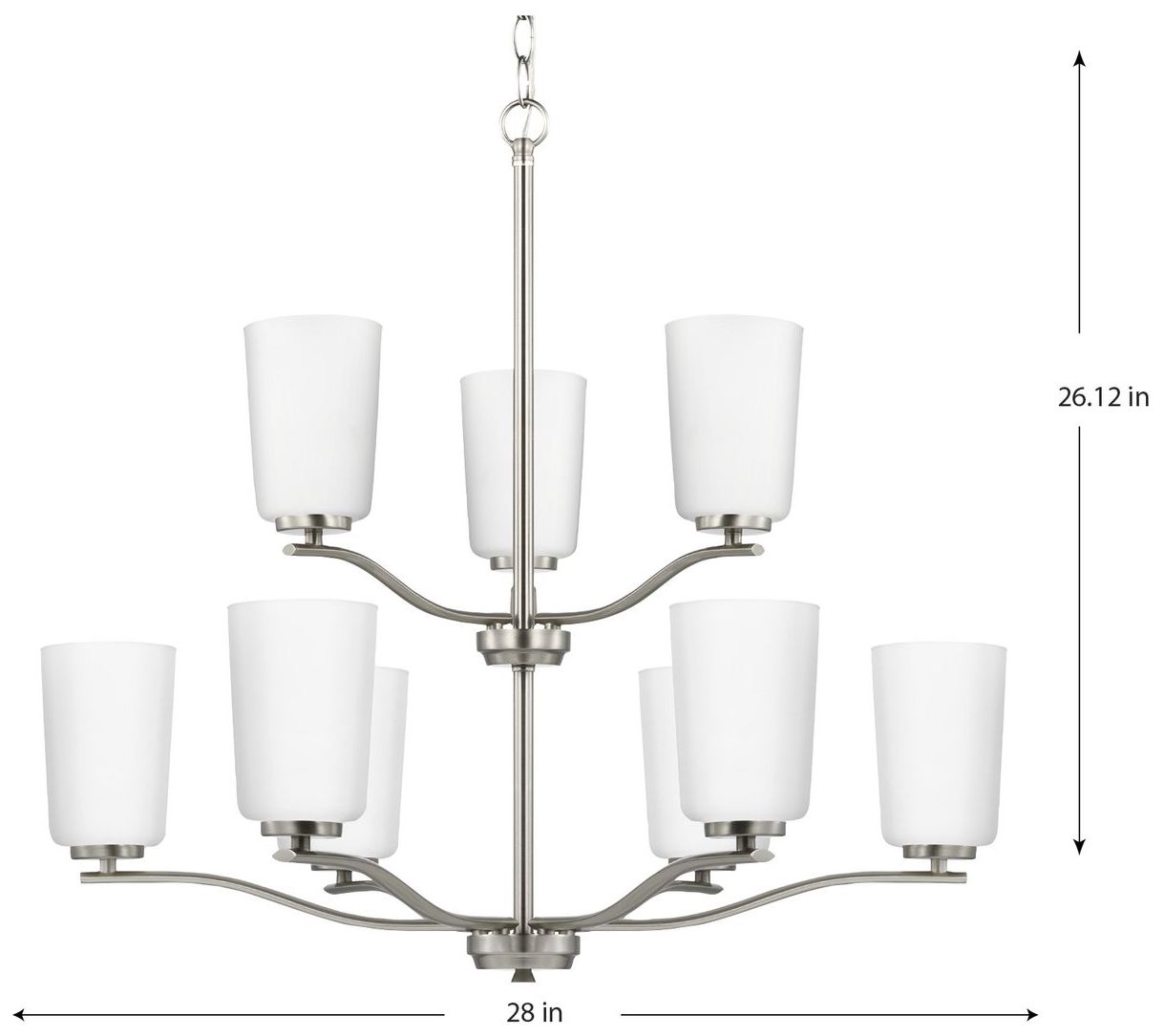 Image 4 Adley Collection Nine-Light Etched White Glass Chandelier more views