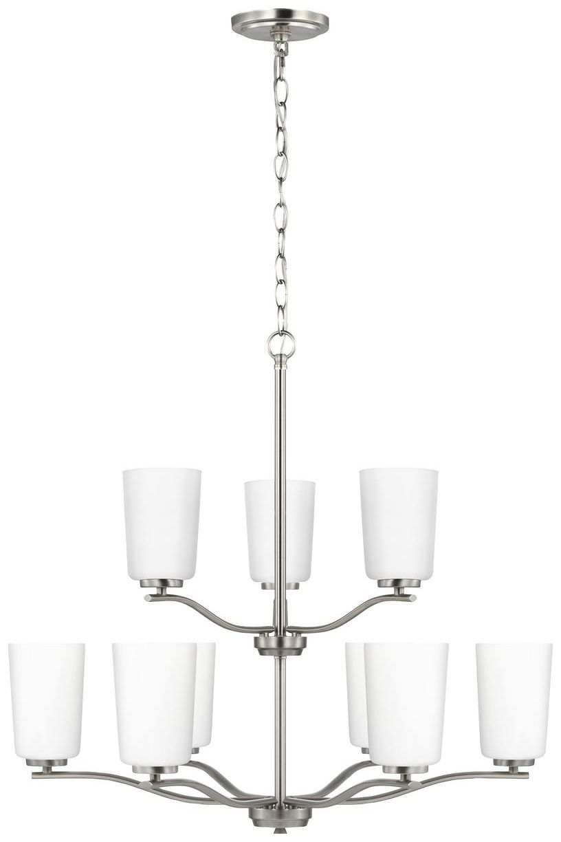 Image 5 Adley Collection Nine-Light Etched White Glass Chandelier more views