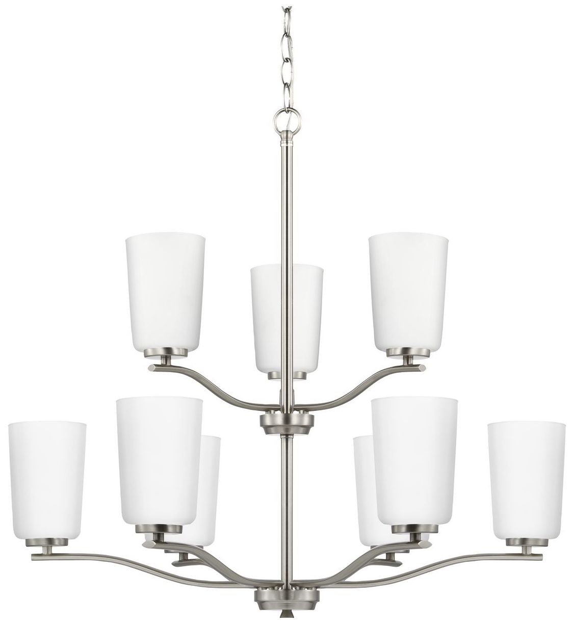 Adley Collection Nine-Light Etched White Glass Chandelier