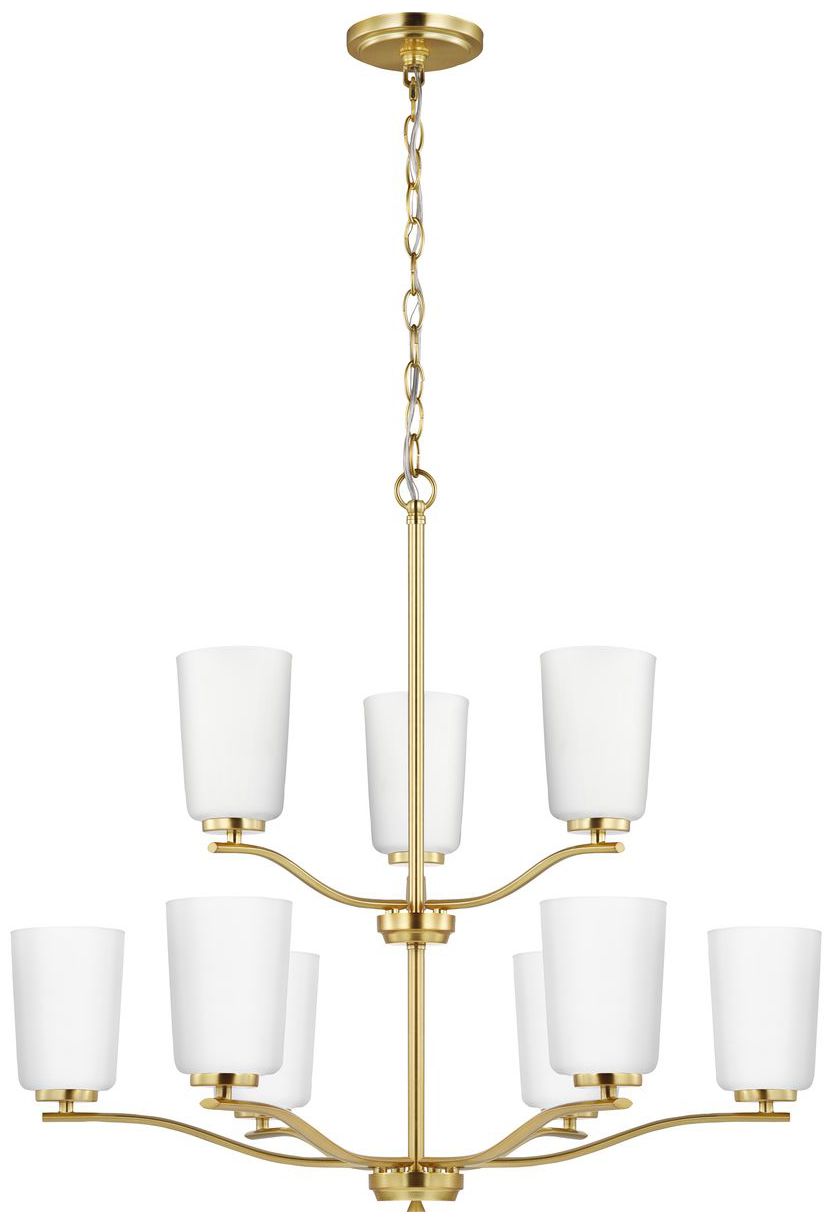 Thumbnail3 of Adley Collection Nine-Light Etched White Glass Chandelier more views