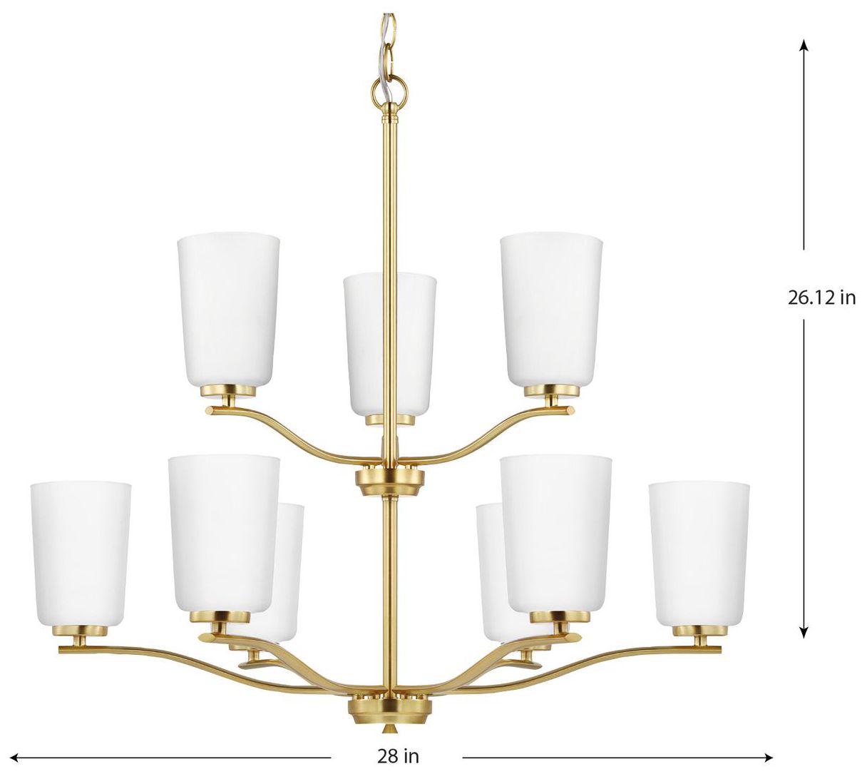 Thumbnail4 of Adley Collection Nine-Light Etched White Glass Chandelier more views