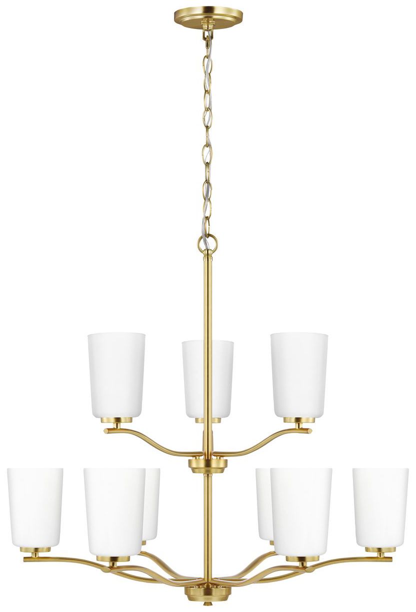 Adley Collection Nine-Light Etched White Glass Chandelier