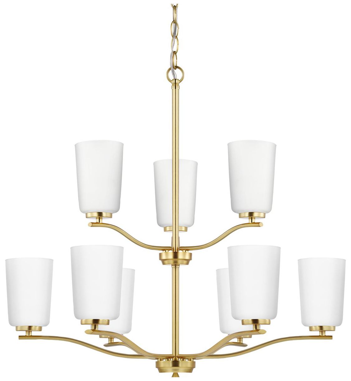 Adley Collection Nine-Light Etched White Glass Chandelier