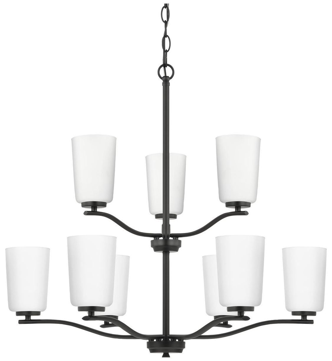 Adley Collection Nine-Light Etched White Glass Chandelier