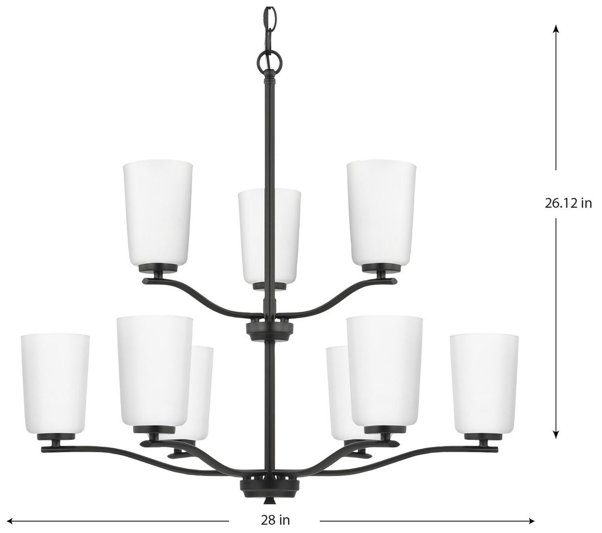 Thumbnail4 of Adley Collection Nine-Light Etched White Glass Chandelier more views