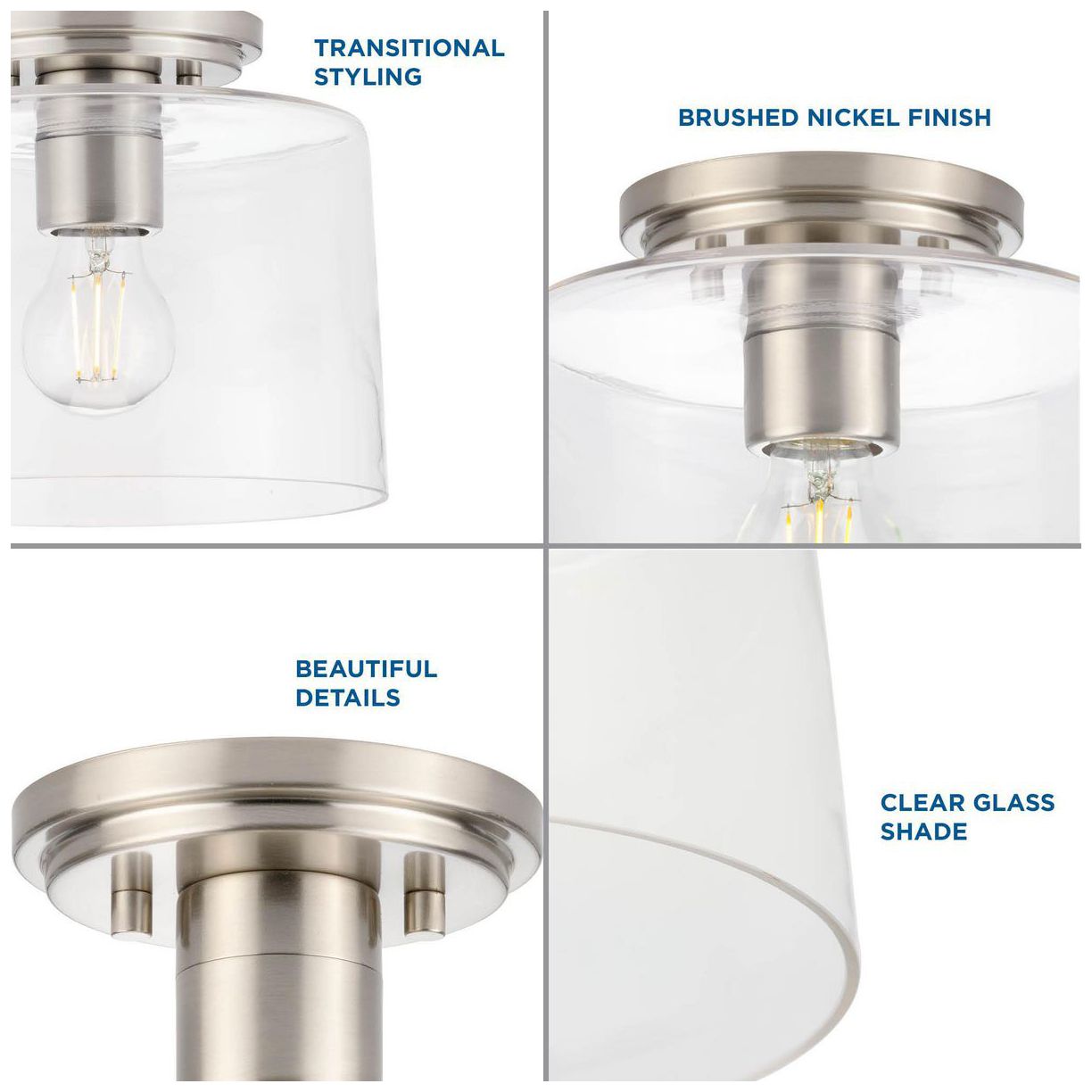 Image 6 Adley Collection One-Light Clear Glass Flush Mount Light more views