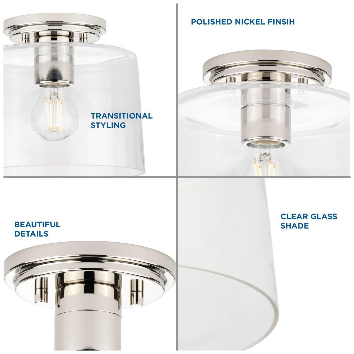 Adley Collection One-Light Clear Glass Flush Mount Light