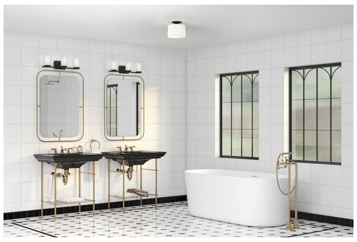 Image 2 Adley Collection One-Light Etched Opal Glass Flush Mount Light more views