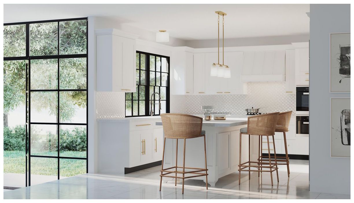 Image 2 Adley Collection Three-Light Etched White Glass Linear Chandelier more views