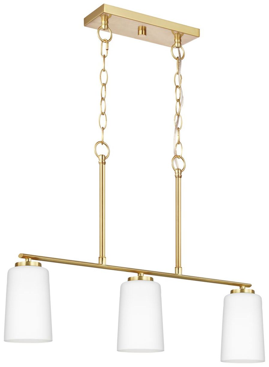 Image 3 Adley Collection Three-Light Etched White Glass Linear Chandelier more views
