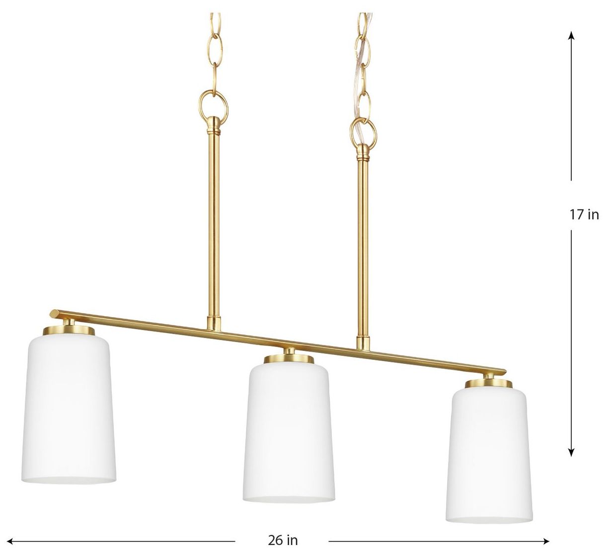 Image 4 Adley Collection Three-Light Etched White Glass Linear Chandelier more views