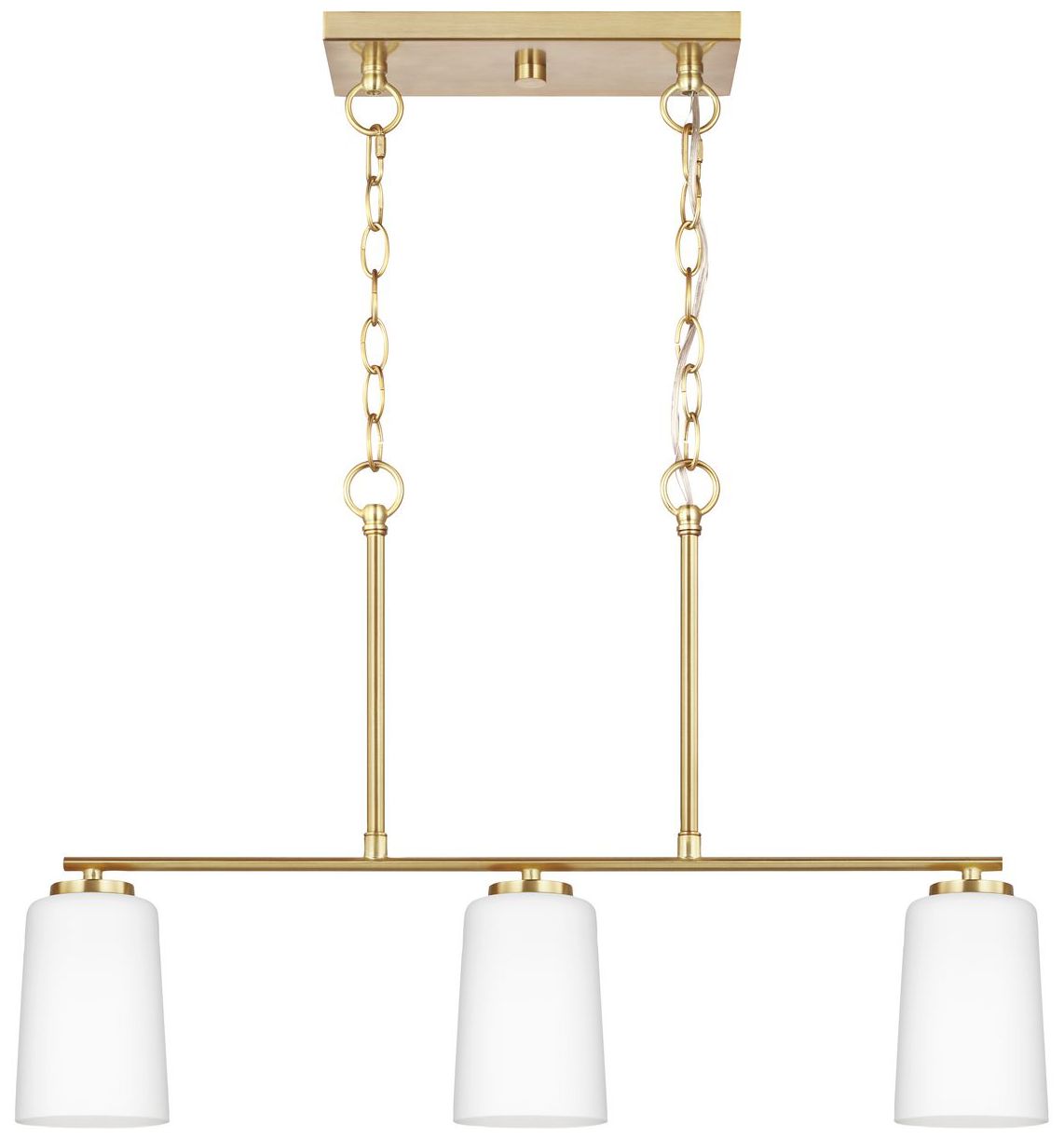 Image 5 Adley Collection Three-Light Etched White Glass Linear Chandelier more views