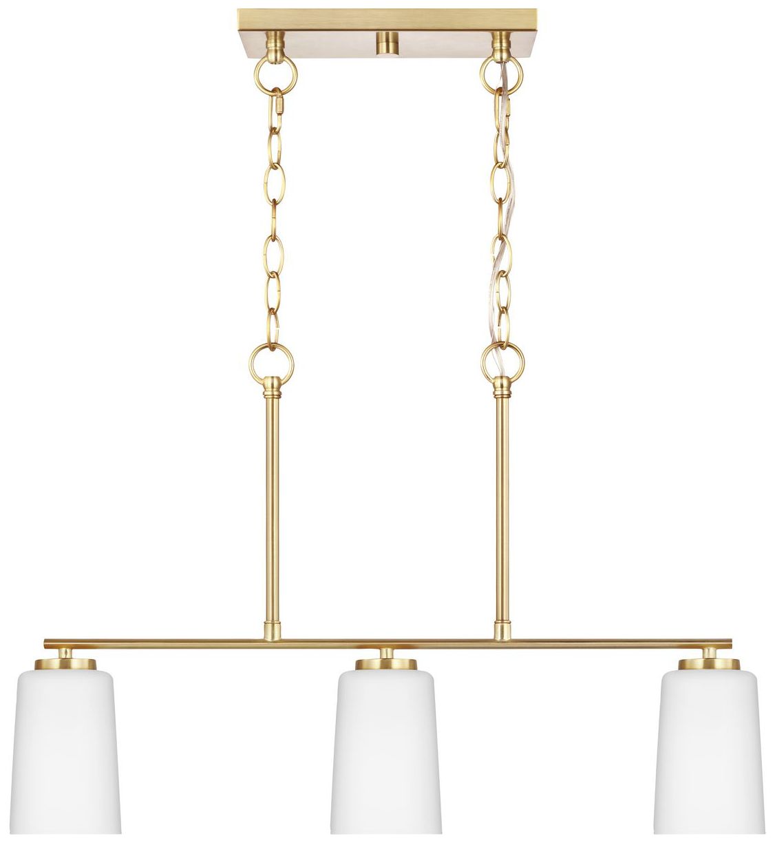 Image 6 Adley Collection Three-Light Etched White Glass Linear Chandelier more views