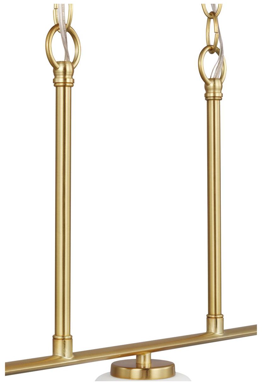 Adley Collection Three-Light Etched White Glass Linear Chandelier