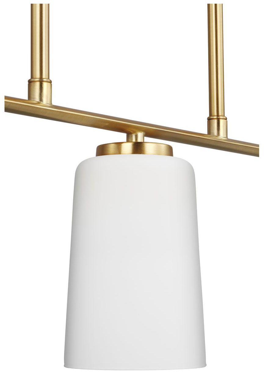 Adley Collection Three-Light Etched White Glass Linear Chandelier
