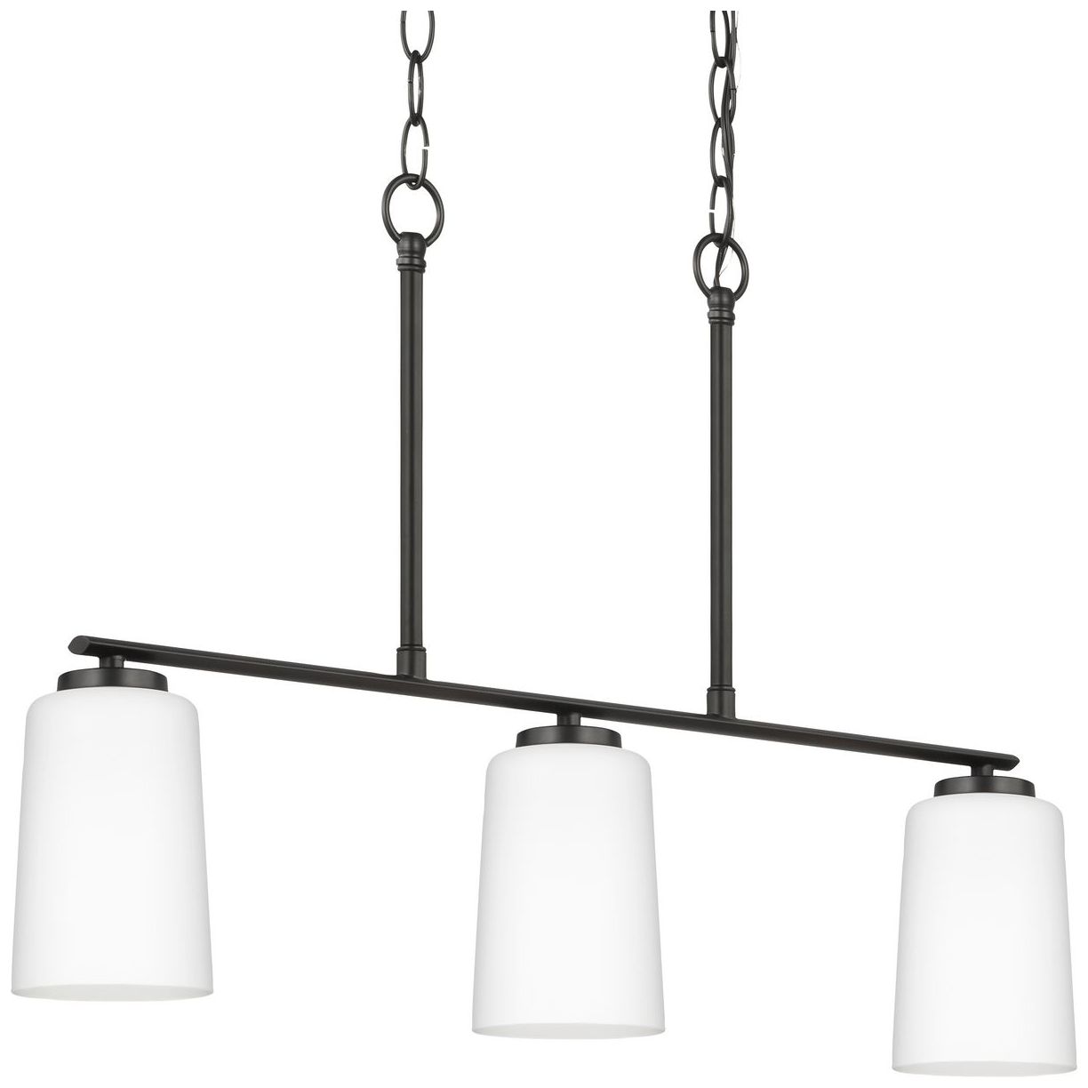 Adley Collection Three-Light Etched White Glass Linear Chandelier