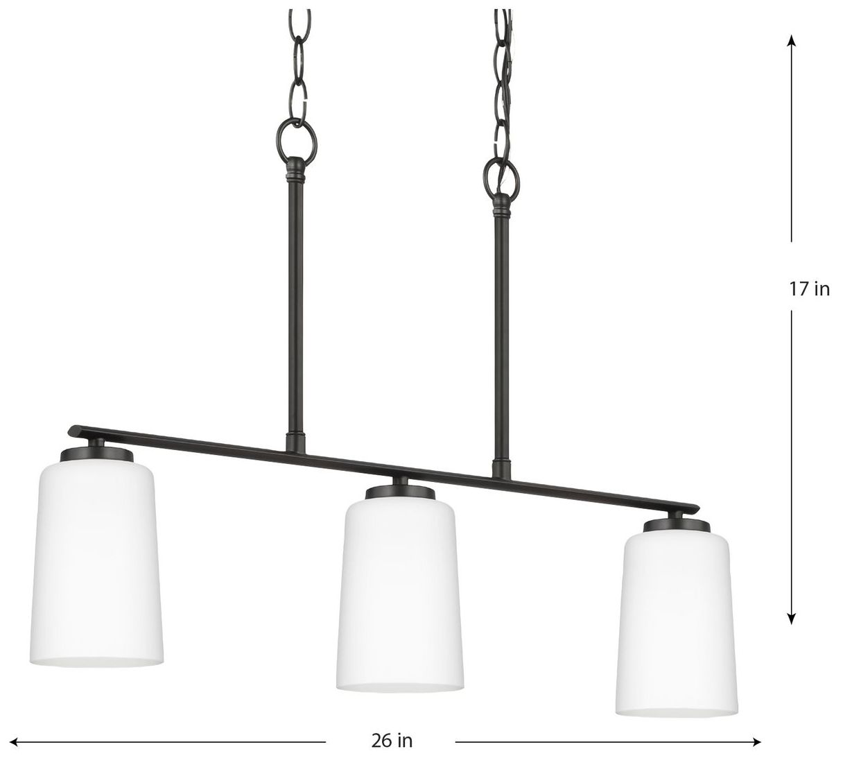 Image 4 Adley Collection Three-Light Etched White Glass Linear Chandelier more views