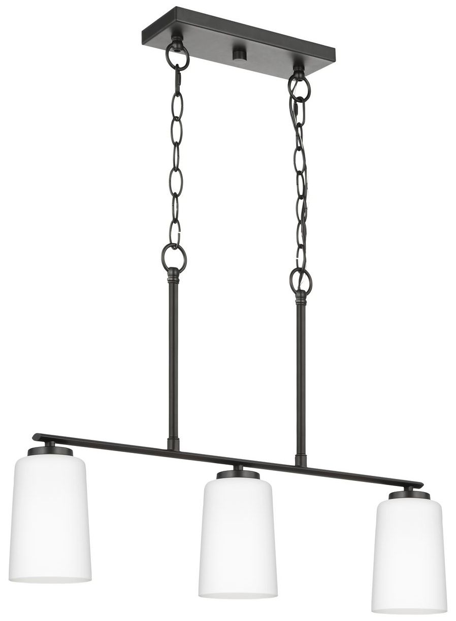 Image 5 Adley Collection Three-Light Etched White Glass Linear Chandelier more views