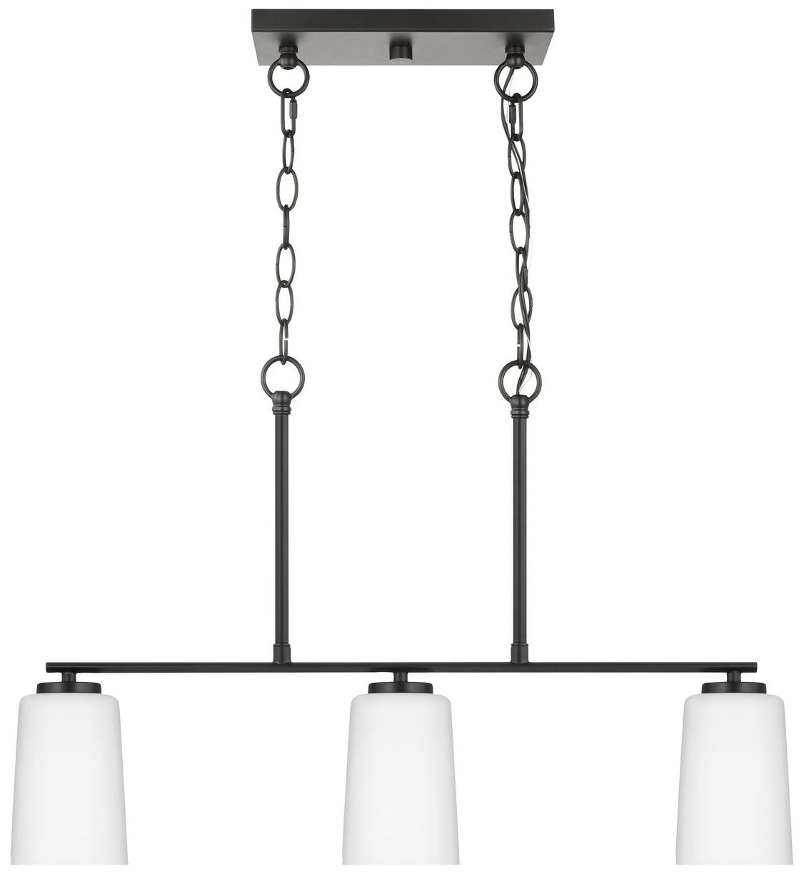 Image 6 Adley Collection Three-Light Etched White Glass Linear Chandelier more views