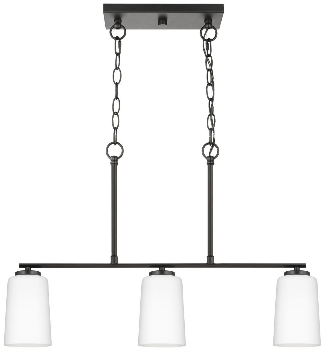 Image 7 Adley Collection Three-Light Etched White Glass Linear Chandelier more views