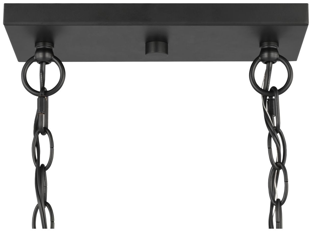 Adley Collection Three-Light Etched White Glass Linear Chandelier