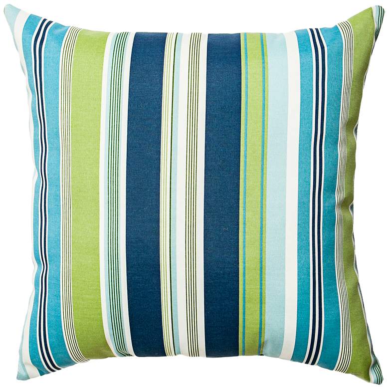 Image 1 Admiral Navy and Green Striped 20" Indoor-Outdoor Pillow