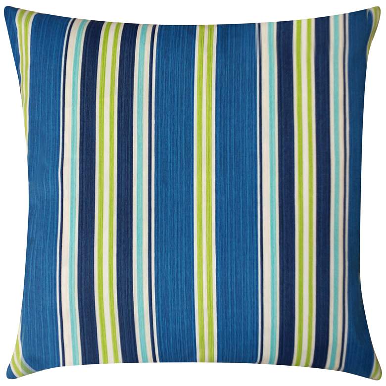Image 1 Admiral Navy and Green Striped 20 inch Square Outdoor Pillow