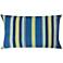 Admiral Navy and Green Striped 20" x 14" Outdoor Pillow