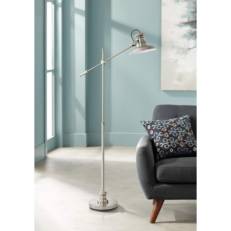 Image 1 Admiral Satin Nickel Adjustable Pharmacy Floor Lamp