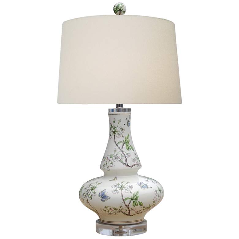 Image 1 Admiral White Cherry Blossoms Porcelain Vase Table Lamp