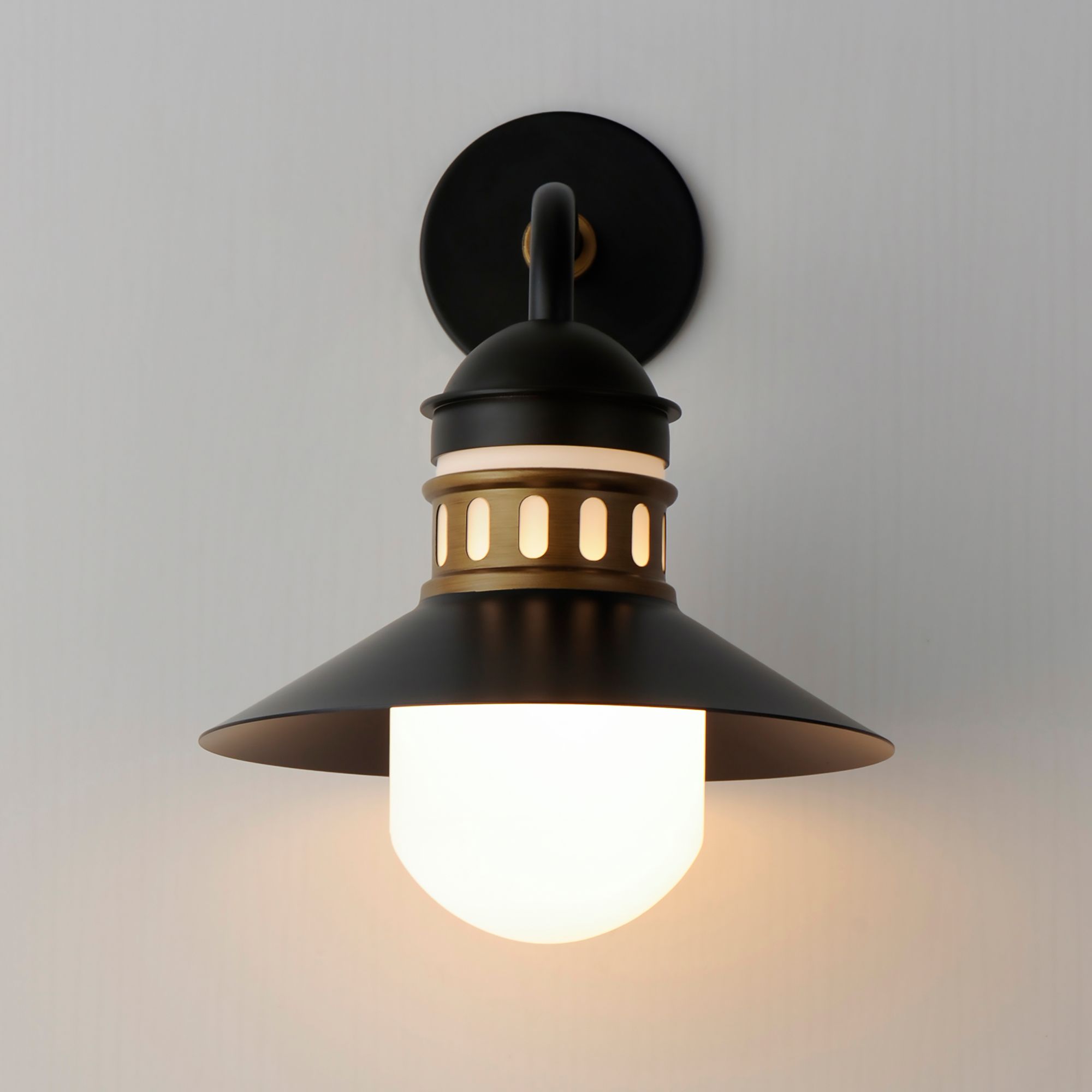 Image 4 Admiralty 1-Light 12" Wide Outdoor Wall Sconce - Black/Antique Brass more views