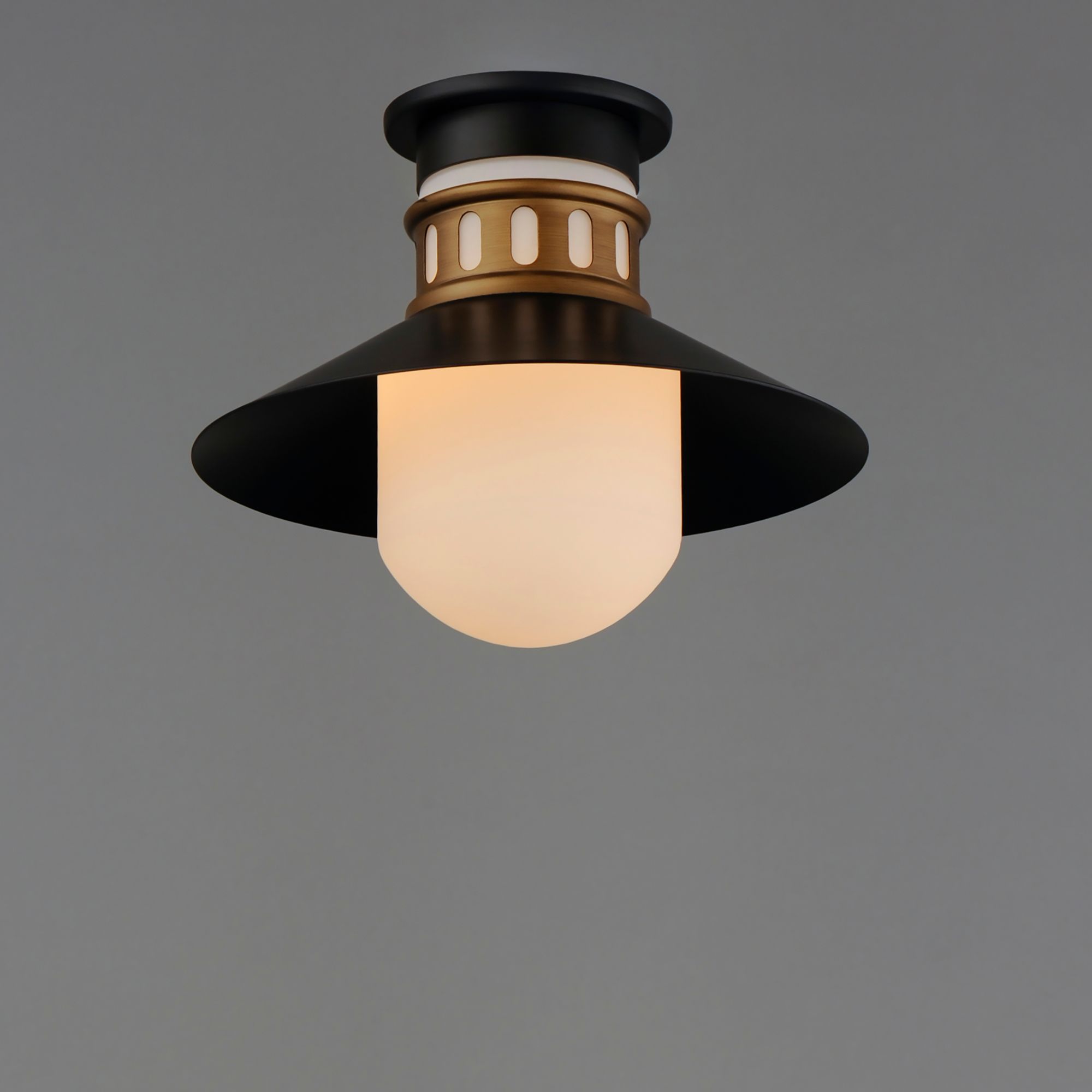Image 2 Admiralty 1-Light Outdoor Flush Mount - Black/Antique Brass more views