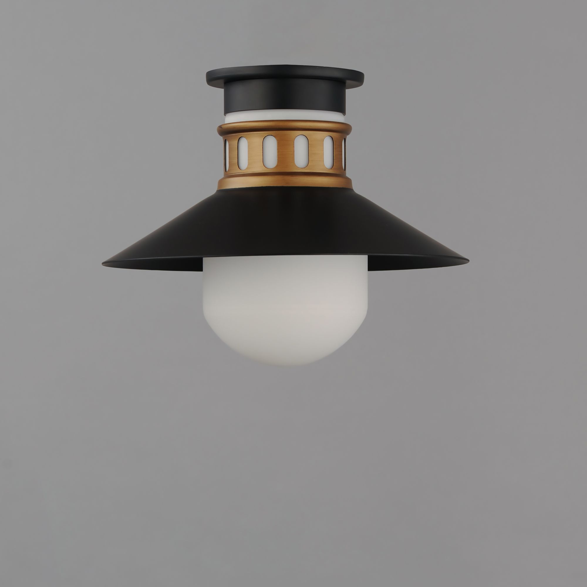 Image 4 Admiralty 1-Light Outdoor Flush Mount - Black/Antique Brass more views