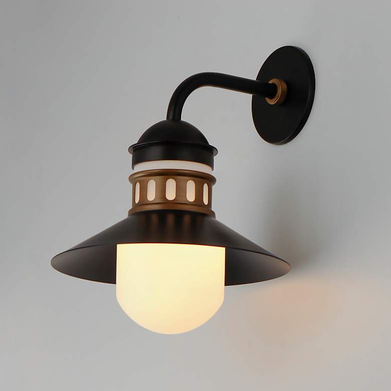 Image 1 Admiralty 1-Light Outdoor Wall Sconce - Black/Antique Brass