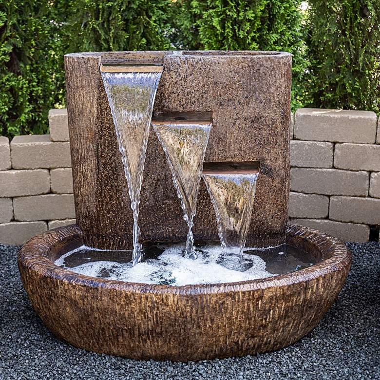 Image 1 Adobe Springs 29 1/2"H Relic Lava LED Outdoor Water Fountain