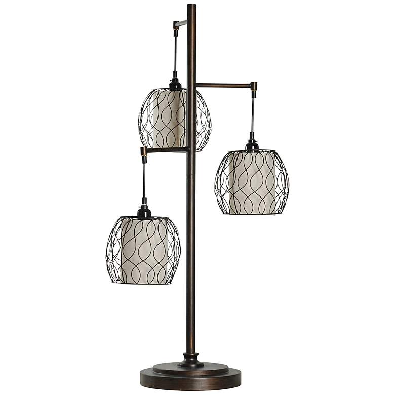 Image 1 Adona 37" High 3-Light Bronze Metal Cage Modern Table Lamp