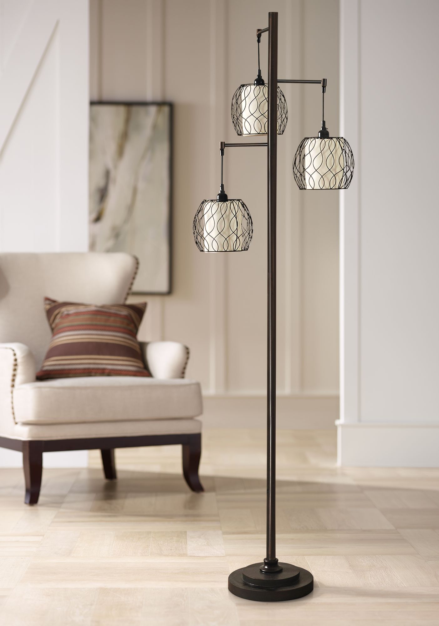 floor lamp with cage shade