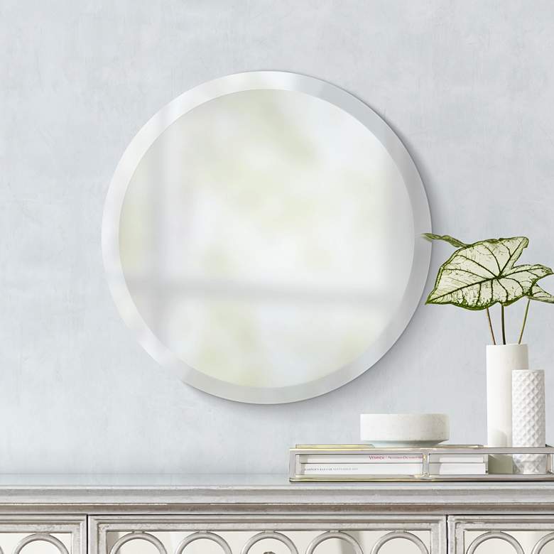 Adonia Frameless 18&quot; Round Beveled Wall Mirror