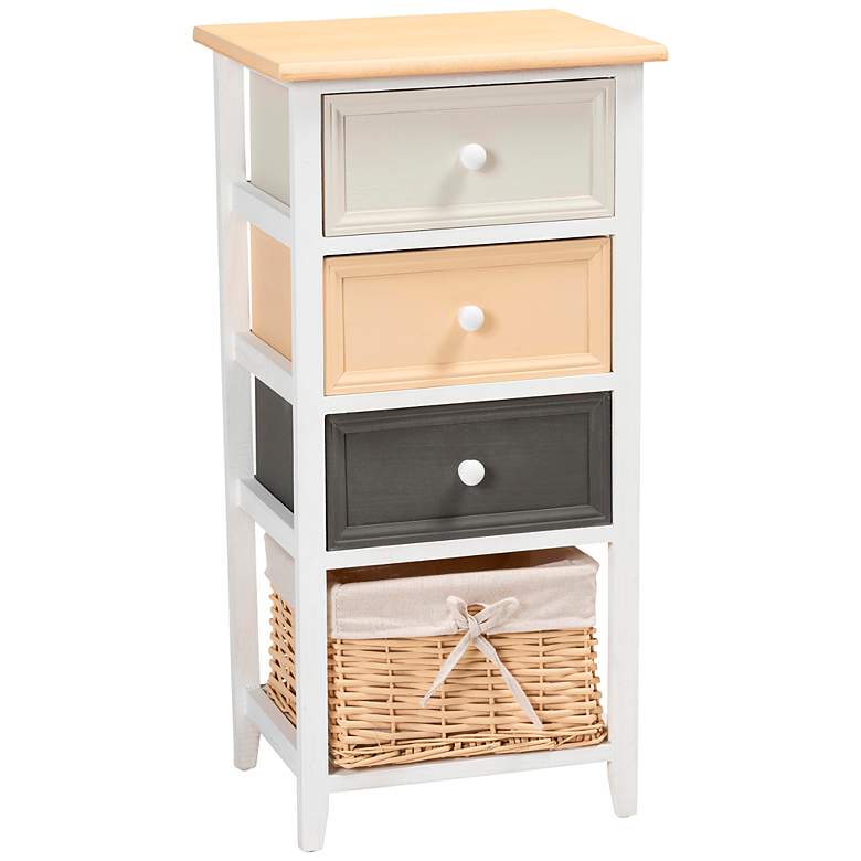 Image 2 Adonis 14 1/2 inchW White 3-Drawer Storage Cabinet with Basket