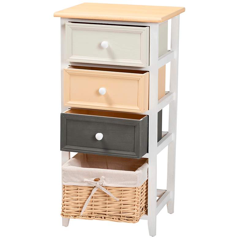 Image 6 Adonis 14 1/2 inchW White 3-Drawer Storage Cabinet with Basket more views