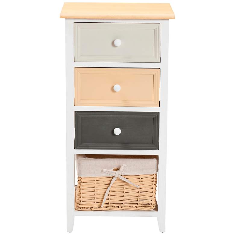 Image 7 Adonis 14 1/2"W White 3-Drawer Storage Cabinet with Basket more views